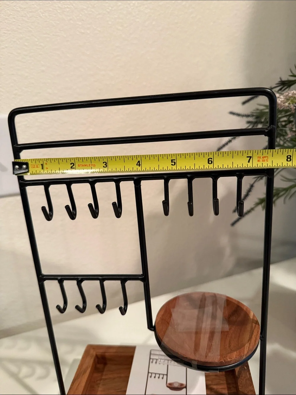 Black & Wood Jewelry Stand Organizer NWT